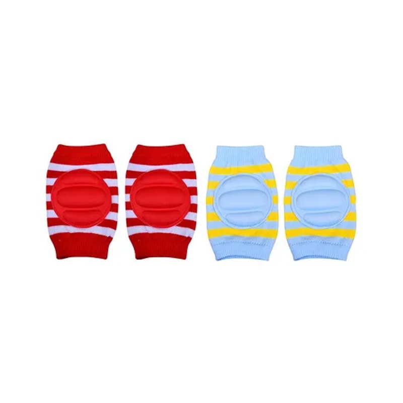 The Little Lookers Striped Baby Knee Pads Set of 2 Pairs - Red Blue
