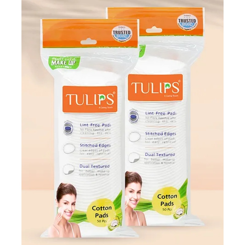 Tulips Cotton Pads Pack of 2 - 50 Pieces Each