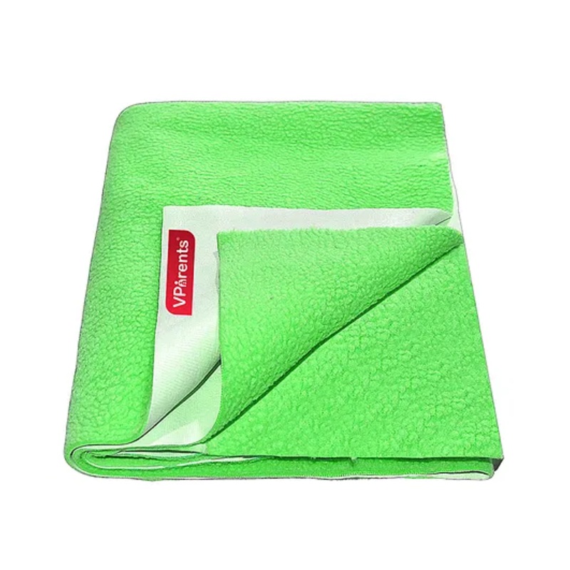 VParents Chubby Cheeks Water Proof Baby Bed Protector Reusable Dry Sheet Green Medium  - Green