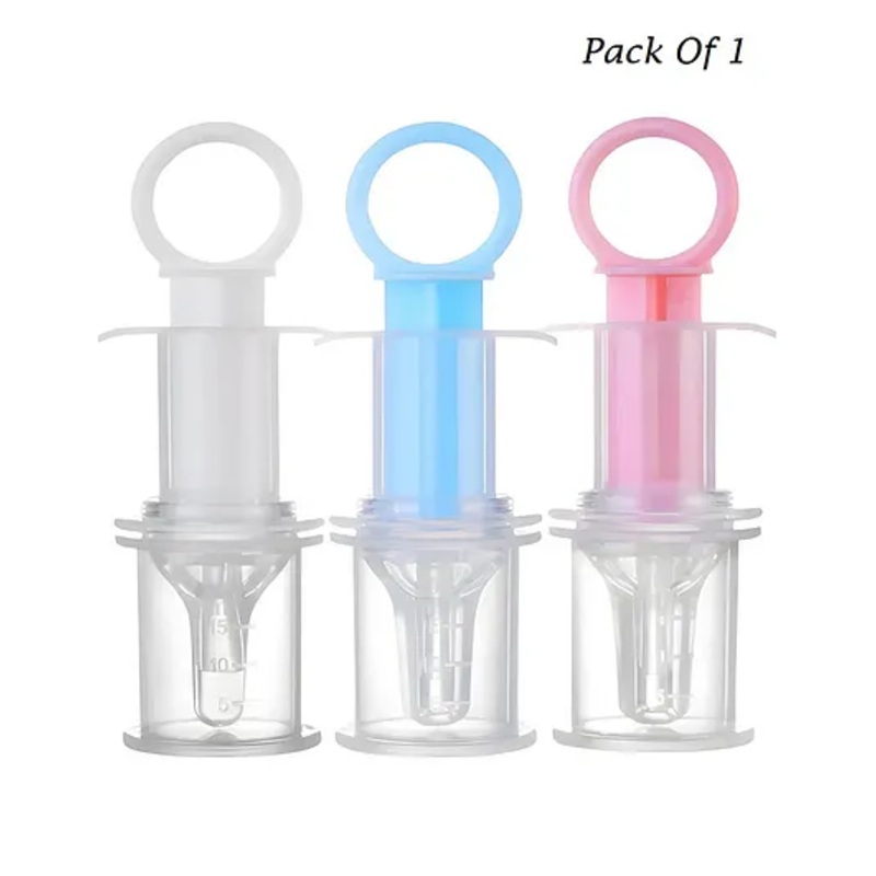 Baby Miniature Bpa Free Small Dose Feeder Silicone Pacifier Liquid Babys Medicine Dispenser with Oral Syringe - PACK OF 1 - COLOR MAY VARY
