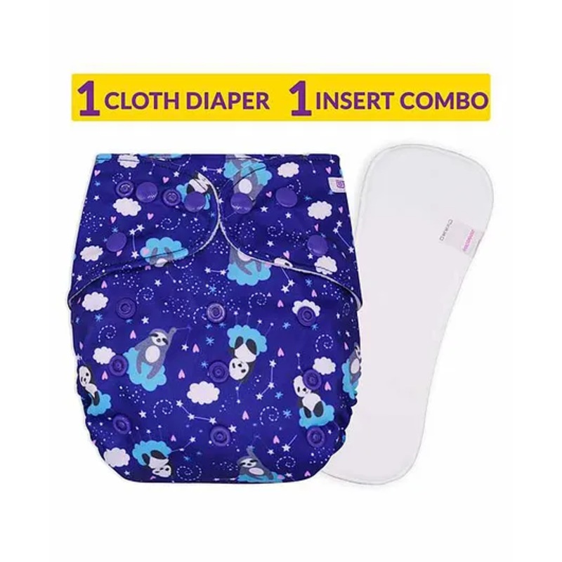 Bembika Reusable Cloth Diaper With Insert Animal Print - Baby Blue