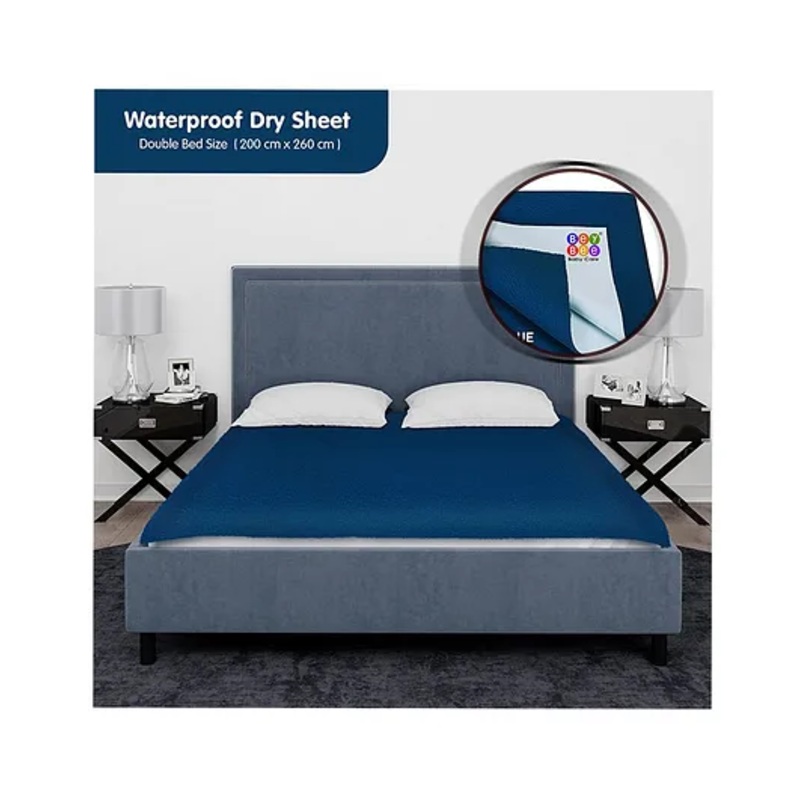BeyBee Waterproof Rubber Sheet Double Bed Size 260cm X 200cm - Dark Sea Blue