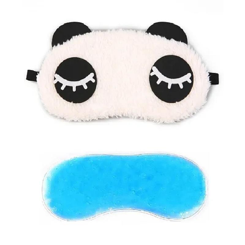 Jenna Eyelashes Panda Face Sleeping Eye Mask With Cooling Gel - White