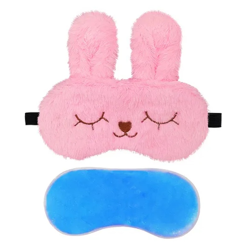 Jenna Fur Bunny Pink Cute Sleeping Eye Mask With cooling Gel - Pink