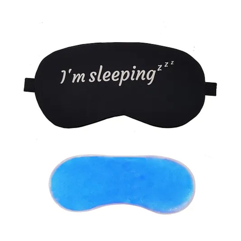 Jenna Sleeping  Printed Sleeping Eye Mask With Cooling Gel - Black