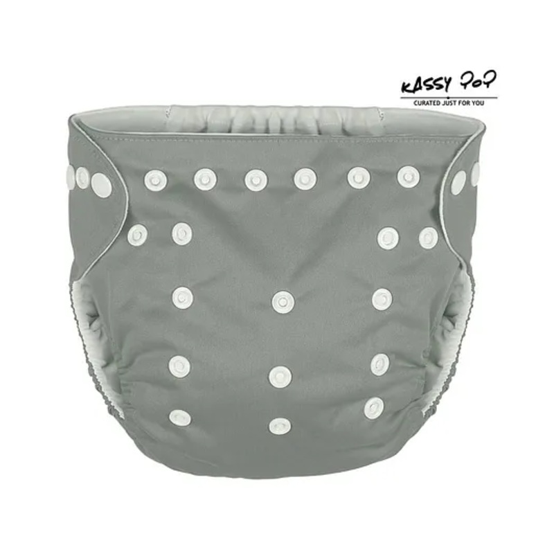 Kassy Pop Reusable Diaper Cover With Cotton Absorbing Pad - Grey