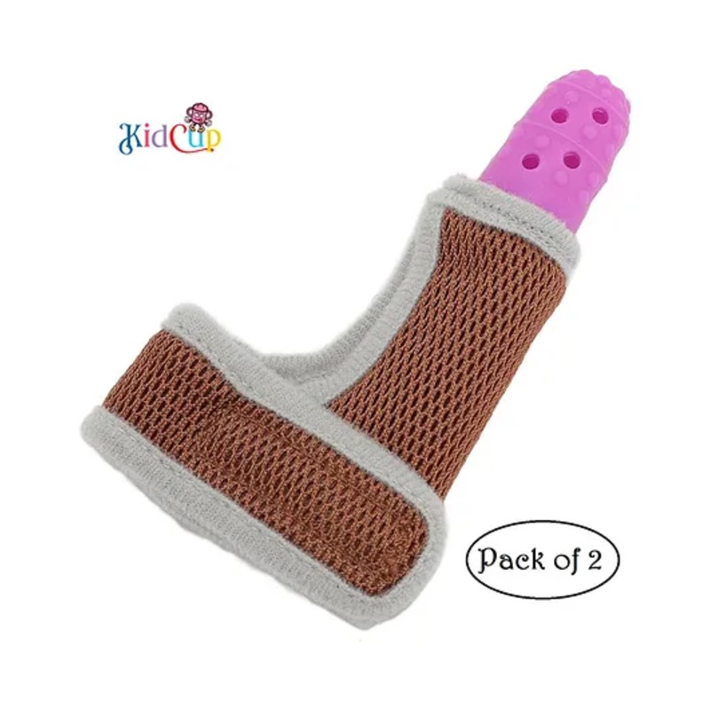 Kidcup Baby Finger Guard Adjustable Protector Soft Silicone Stop Sucking Glove - Pink (pack of 2)