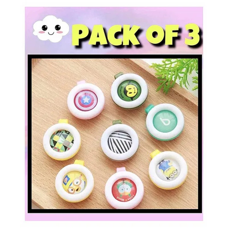 Ortis Reusable Mosquito Repellent Badge Pack of 3 - Colour & Print May Vary