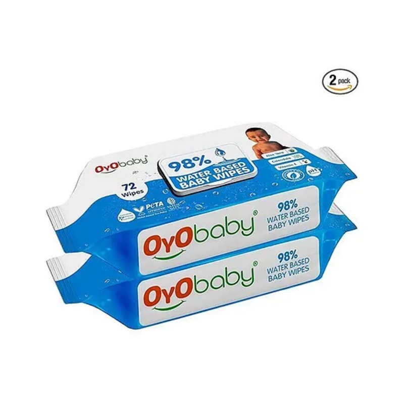 Oyo Baby Wipes Offers Combo Wet Wipes With Lid Water Wipes for Newborn babies Pack of 2 - 144 wipes