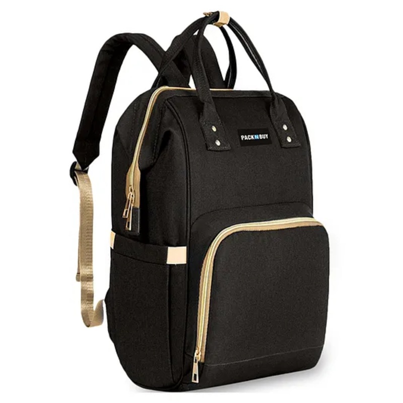 PACKNBUY Baby Diaper Bag Classic Backpack Style for Travel and Storage - Black