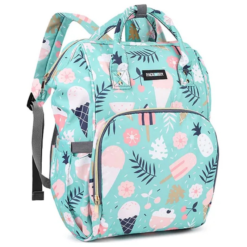 PACKNBUY Diaper Bag Backpack Fun Print Multiuse Travel Baby Bag  Blue