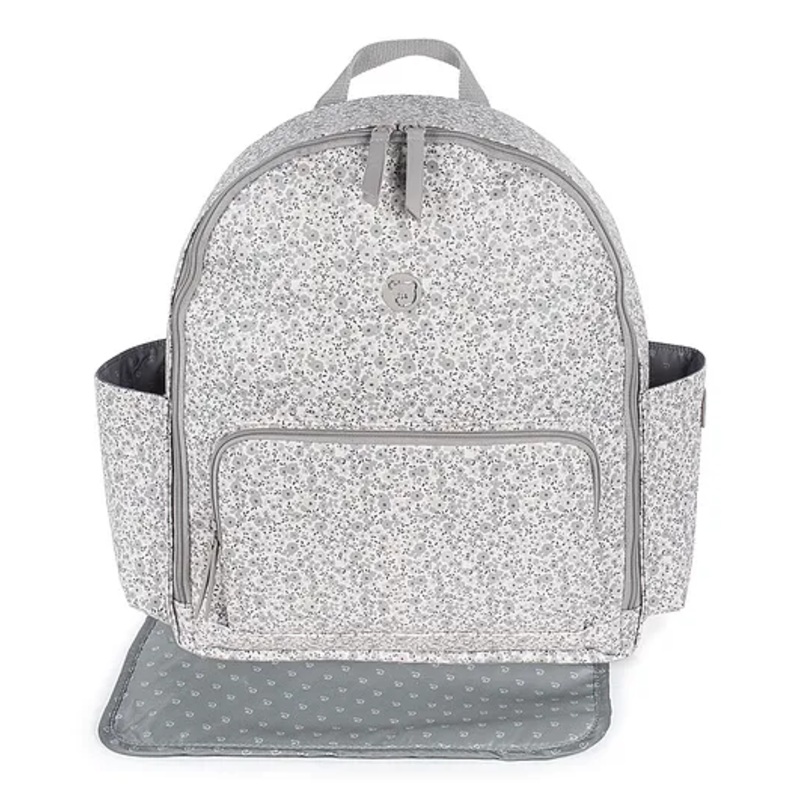 Pasito a Pasito Flower Mellow Grey Backpack Diaper Changing Bag