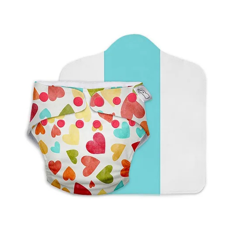 SuperBottoms Freesize UNO Cloth Diaper (3M - 3Y) Reusable with 1 Dry Feel Pad, Absorbs 4-5 Pees - Baby Hearts