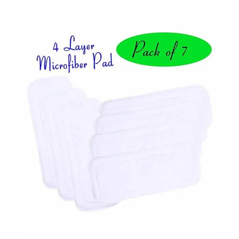 The Little Lookers 4 Layer Microfiber Insert For Reusable Diapers Pack Of 7 - White