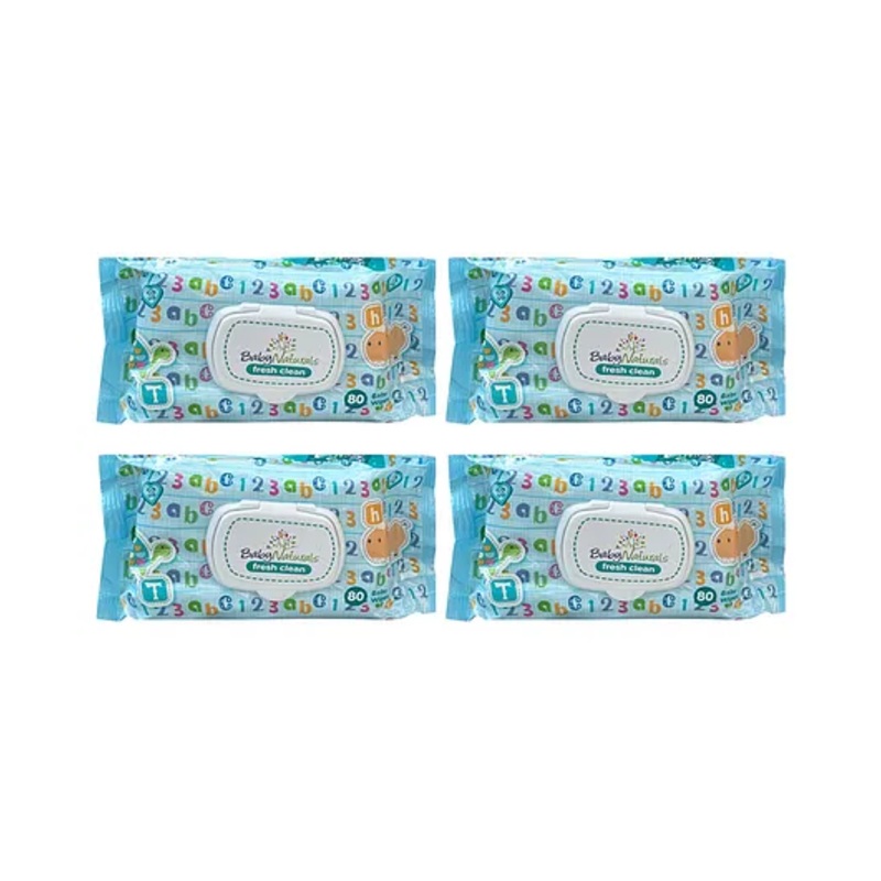 The Little Lookers  Soft Cleansing Anti Bacterial Baby Cotton Wipes Pack Of 4 - 90 Pieces Each