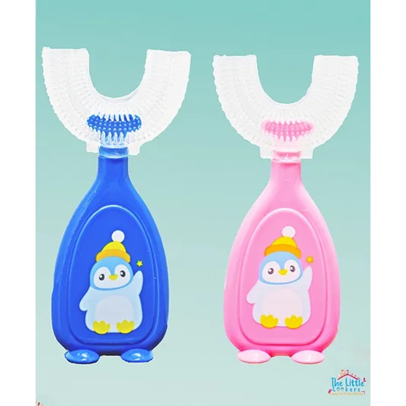 The Little Lookers Soft Sillicone U-Shaped Head 360 Toothbrush Pack Of 2 - Blue Pink (Print May Vary)