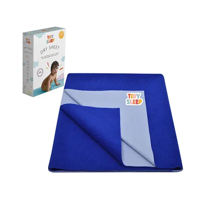 TIDY SLEEP Waterproof Baby Bed Protector Dry Sheet For New Born Babies- Royal Blue (Small)