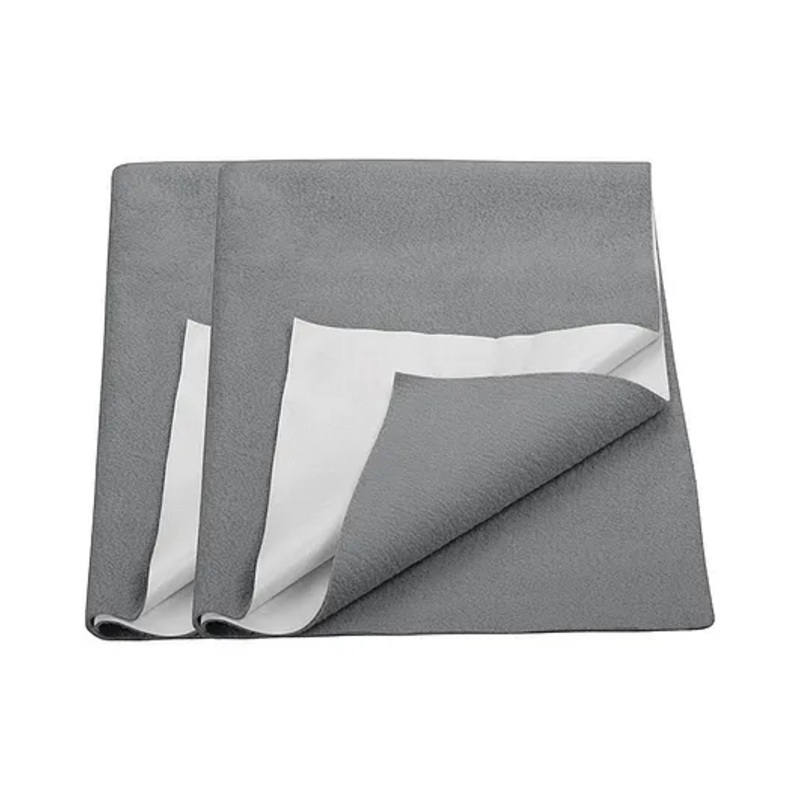 Trance Home Linen Supersoft Soft Extra Absorbent Water Proof Baby Dry Sheet for Kids- Medium Pack of 2 - Steel Grey