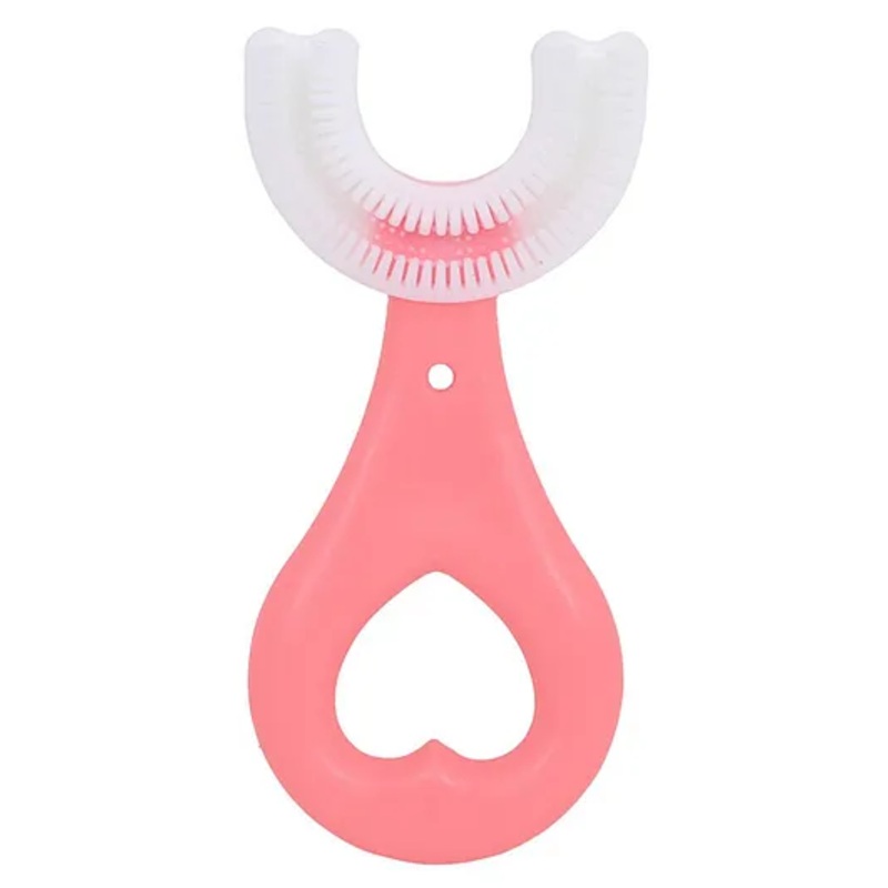 U Shaped Toothbrush for Kids Manual Whitening Toothbrush - Pink