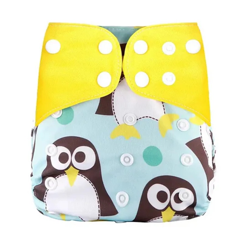Zikku Free Size Reusable Cloth Diaper for Babies with One Insert - Penguin Print