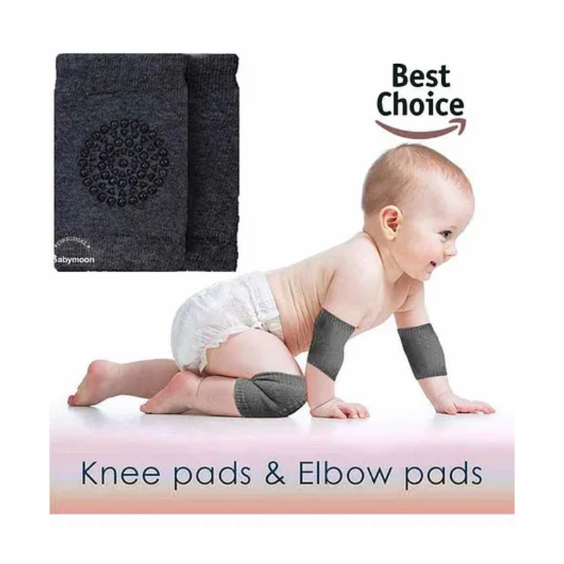 BabyMoon Anti Slip Stretchable Knee Cap Or Elbow Safety Protector - Charcoal Grey