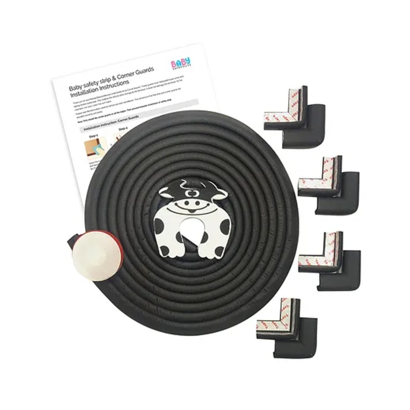 BabySafeHouse Multi Edge Guard Door Stopper and Corner Protector - Black