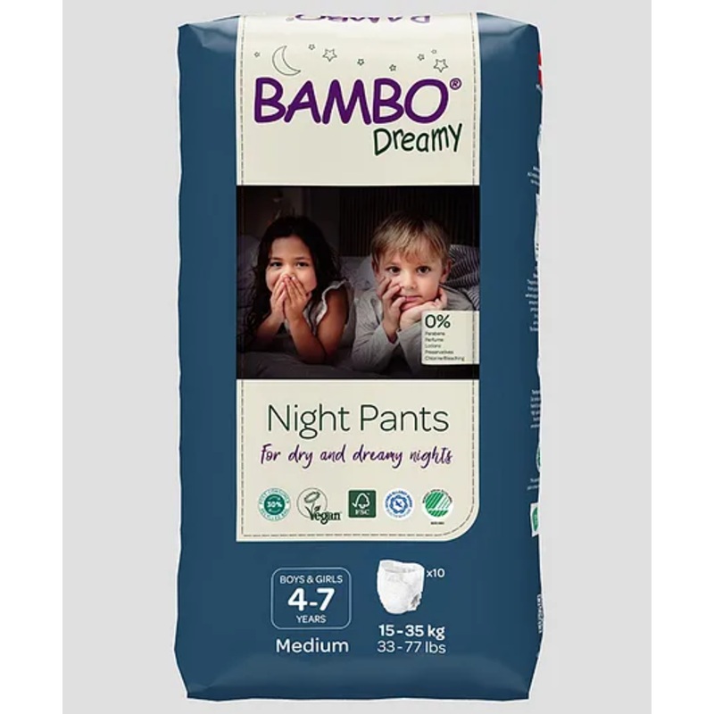 Bambo Nature Skin Friendly Night Pants 4-7 years M Size - 10 Pieces