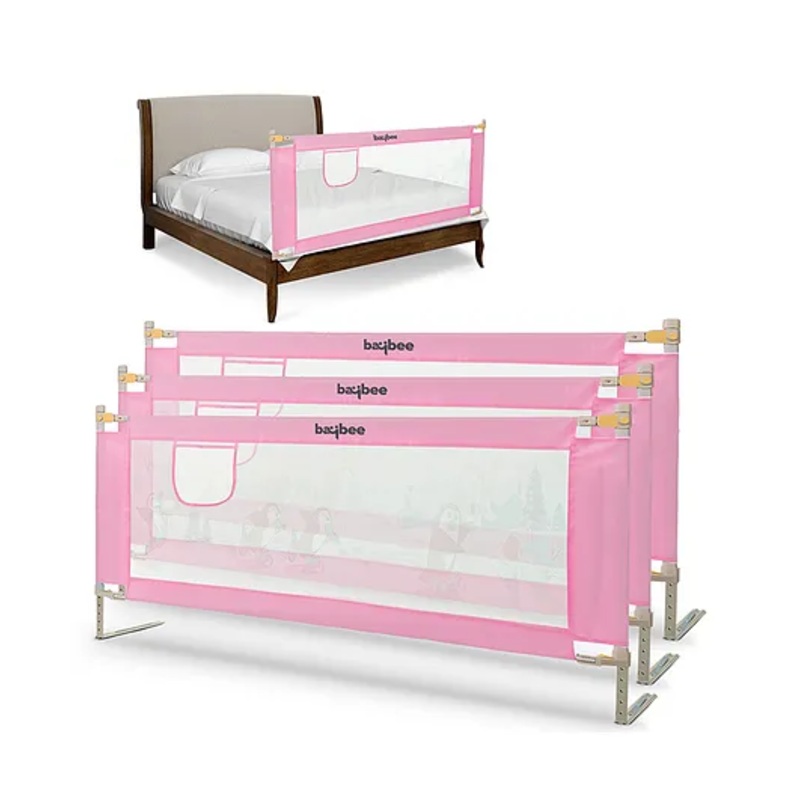 Baybee Safety With Adjustable Height Baby Bed Rails Guard Pack Of 3 - Pink