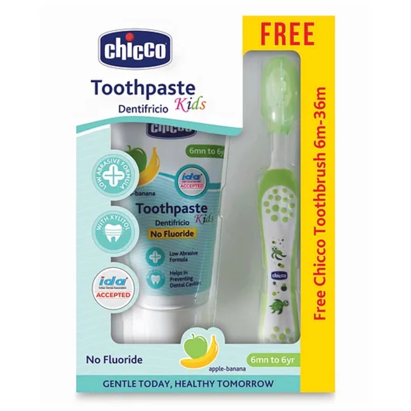 Chicco Toothpaste Apple Banana With Chicco Brush - Green