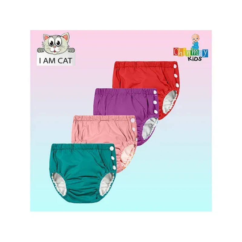 Chinmay Kids Reusable Swimwear Diaper Pants Set Of 4 - Pink Purple Green & Red