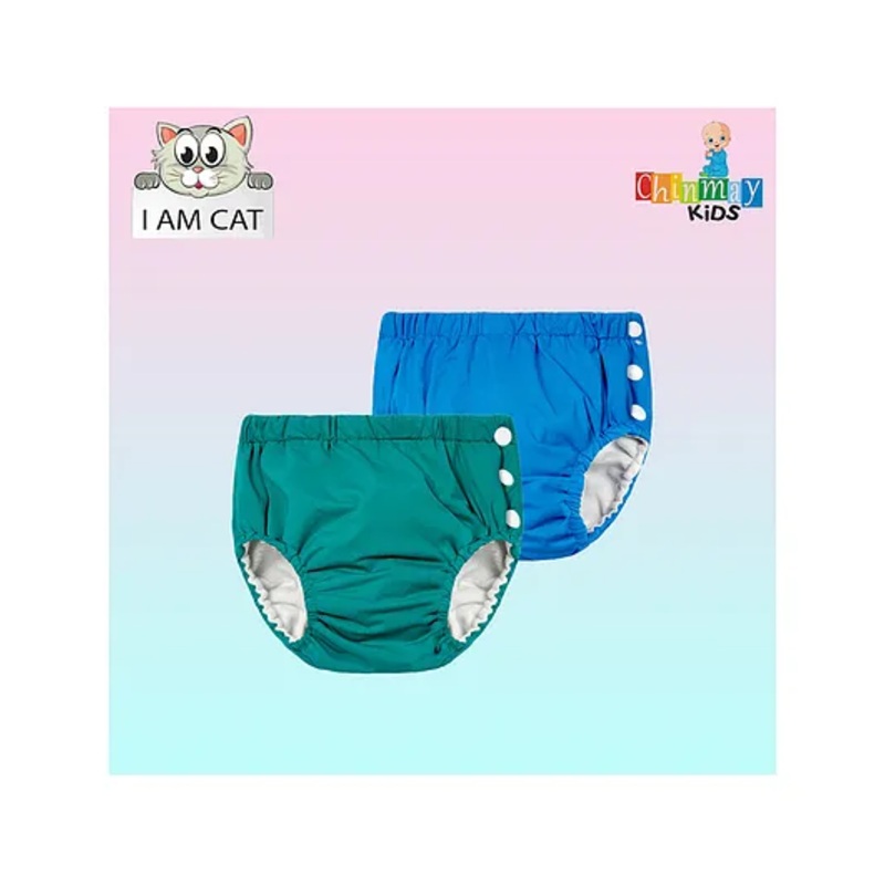 Chinmay Kids Reusable Swimwear Diaper Pool Pants Set Of 2 - Blue & Green
