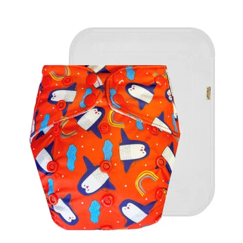 Dumbledo Cloth Diaper Reusable Adjustable Free Size Leak Proof Eco-Friendly Quick Dry Without Insert Pack of 1 - Red