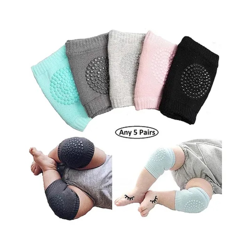 Enorme Baby Pair of 5 Anti-Slip Safety Protector Knee and Elbow Crawling Pads for Babies- Color May Vary
