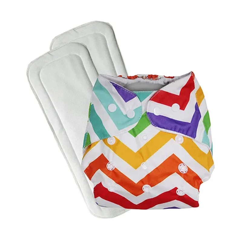 FANTASY INDIA Washable Baby Diaper Premium Cloth Diaper Reusable Adjustable Size  Waterproof Pocket Cloth Diaper Nappie 1 Diaper and 2 Insert Pad - Multicolour