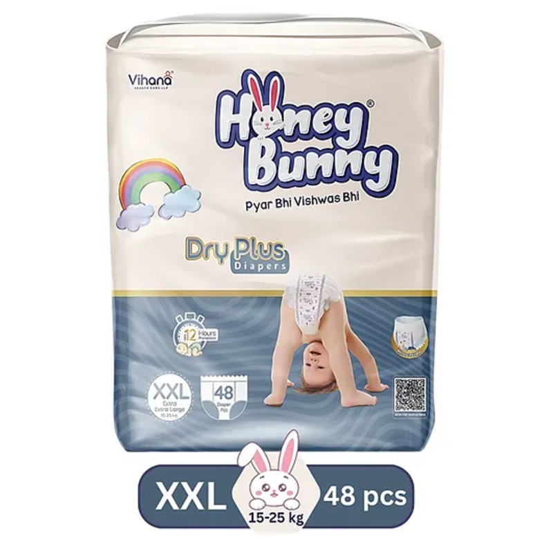 HONEY BUNNY Baby Diaper Pants Super Soft Dry Plus 12 Hour protection - Pack of 48 XXL - XXL