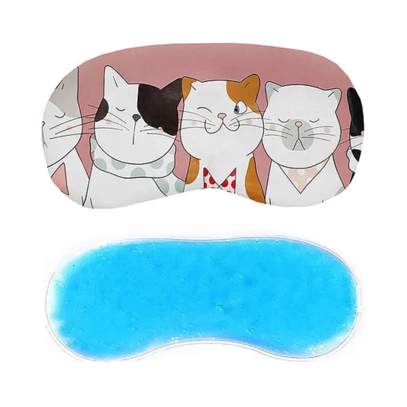 Jenna Cute 5 Kitty Pink Sleeping Eye Shade Mask Cover With Cooling Gel - Multicolour