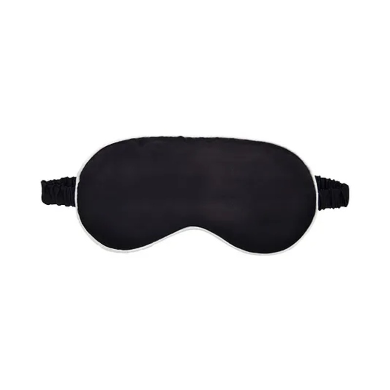 Jenna Silk Plain Black White Sleeping Eye Mask With Cooling Gel