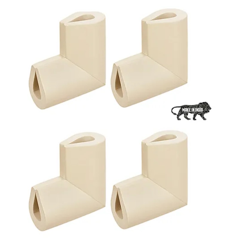Kids Station Corner Guards for Baby Safety  Pack of 4 U-Shape Rubber Protectors for Sharp Furniture Edges  BPA Free (Beige)
