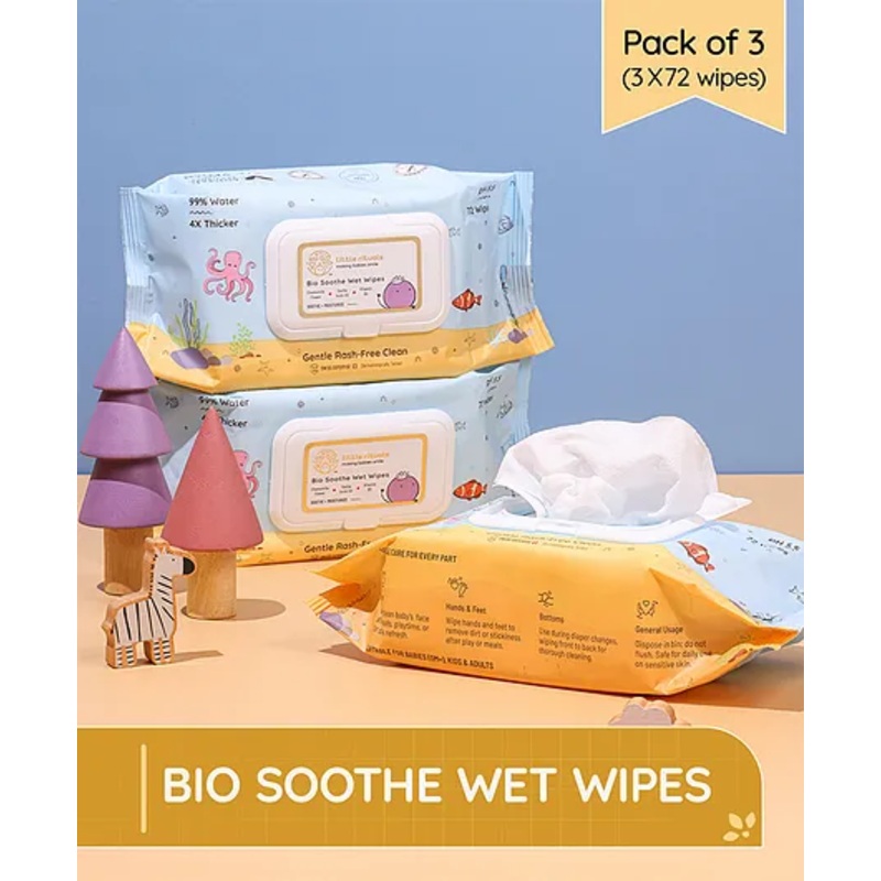 Little Rituals Bio Soothe Wet Wipes 72 Pieces Each - Pack of 3