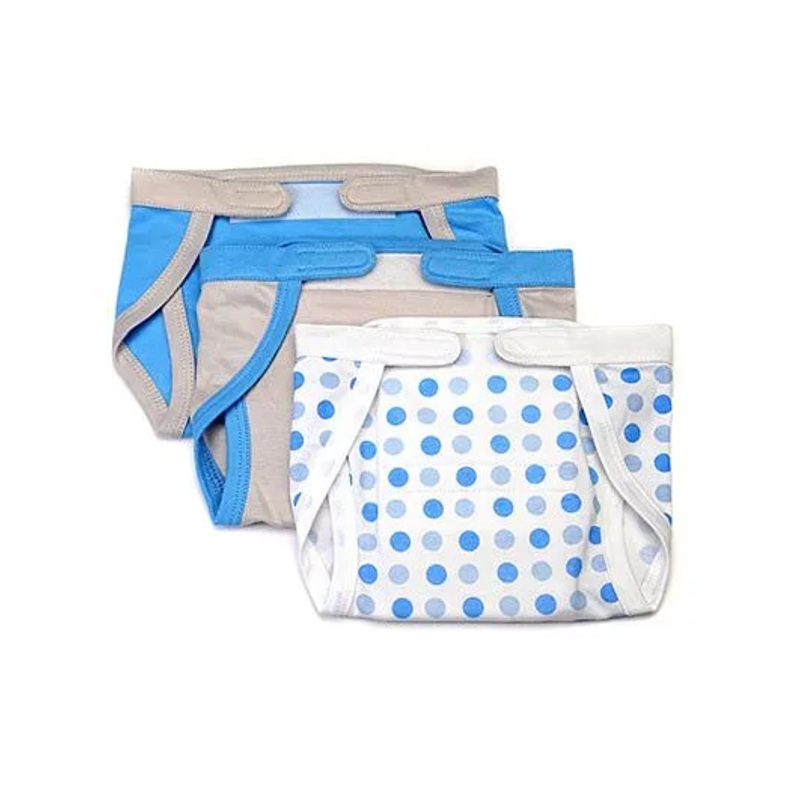 Mi Dulce An'ya Organic Cotton Nappies With Velcro Closure Set of 3 - Blue Grey