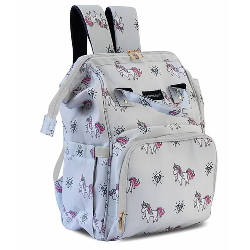 Motherly Elegant Diaper Bag for Mothers for Travel with Warranty | Spacious Diaper Bags for Mom | Baby Bag for Mother Travel  (Unicorn Diamond Gray)