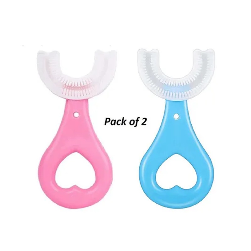 numum U Shape Brush - Pack of 2 (Pink, Blue) (Color and design may vary)