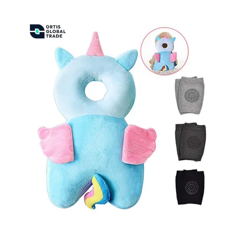 Ortis Baby Head Protector Baby Toddlers Head Safety Pad with Knee Pads (Unicorn Head protector + Knee Pads) (Color and design may vary)