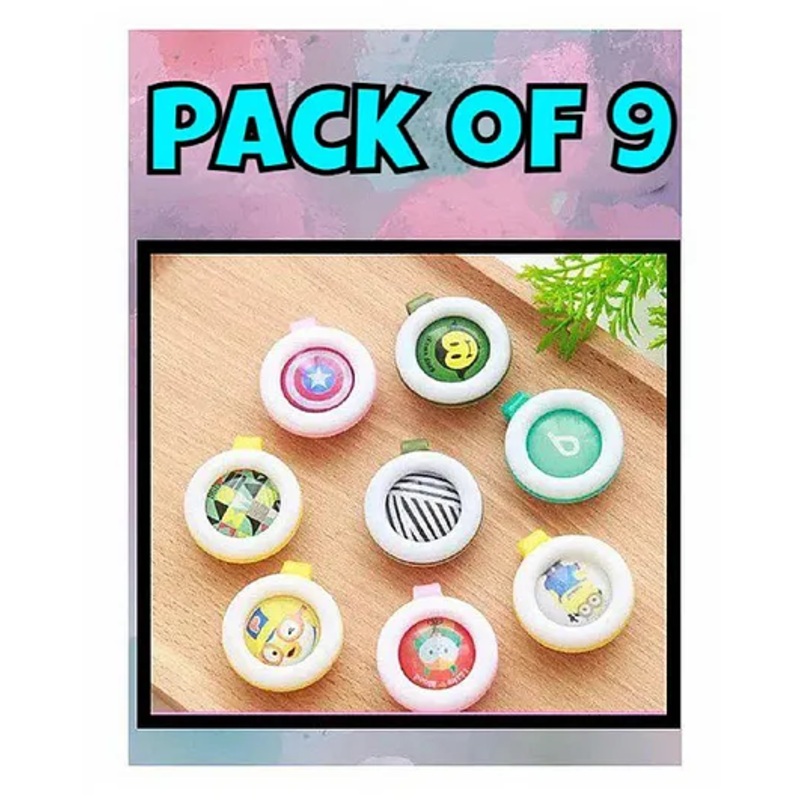 Ortis Reusable Mosquito Repellent Badge Pack of 9 - Colour & Print May Vary