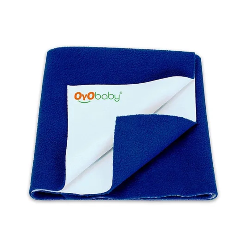 OYO BABY Anti-Piling Fleece Extra Absorbent Instant Dry Sheet, Baby Bed Protector, Waterproof Sheet, Small (70cm x 50cm), Royal Blue