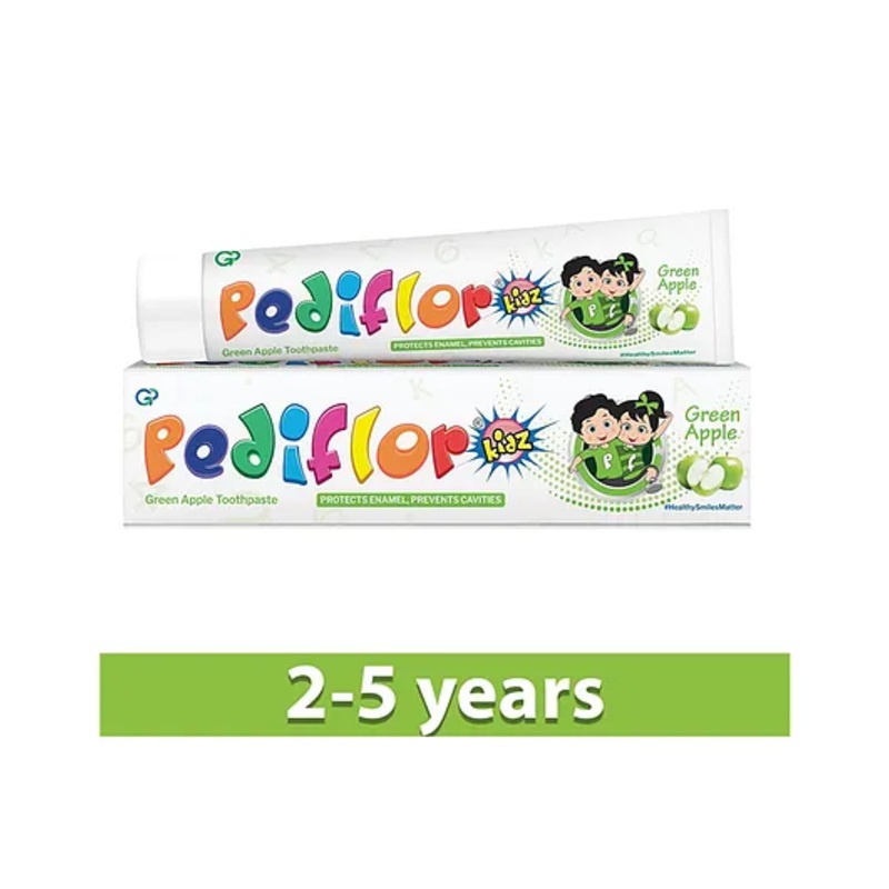 PediflorKidz Anticavity Fluoride Vegan Friendly Green Apple Flavor Toothpaste 70 g