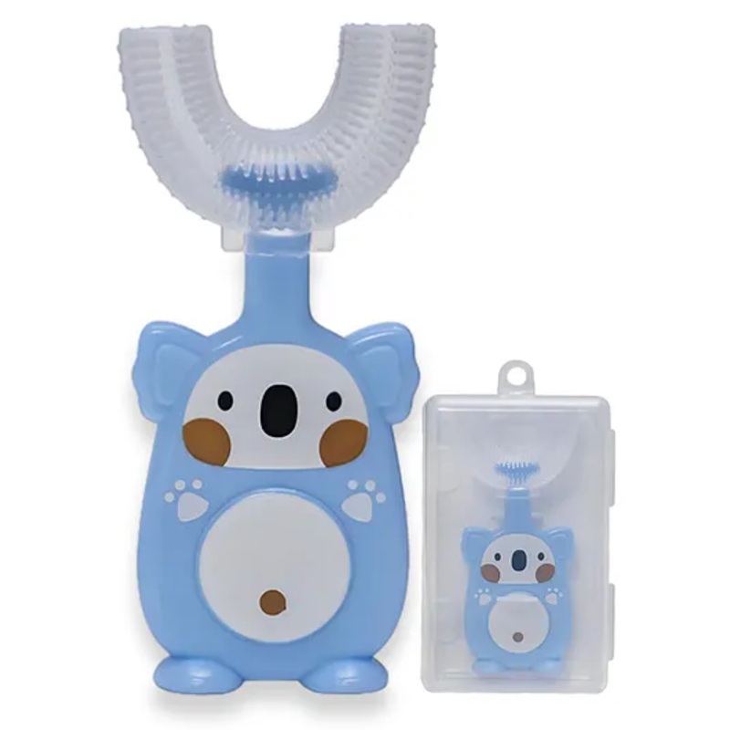 Safe-O-kid -Silicone U Shaped Manual Brush For Baby, Extra Safe, Oral Hygiene Teething - Blue, Pack of -1