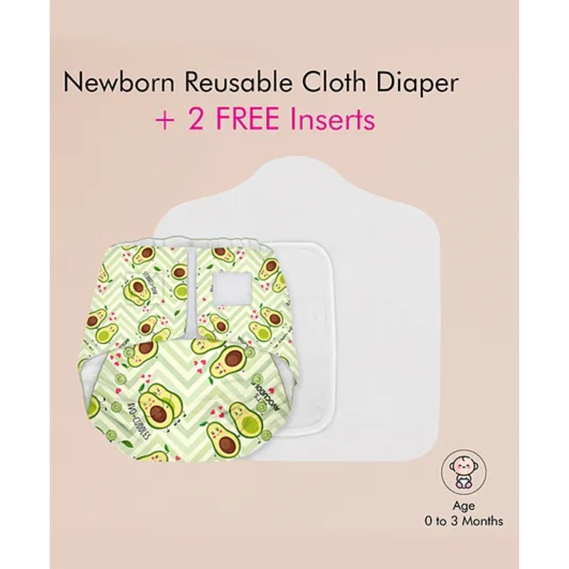 Snugkins Newborn Bliss Reusable Cloth Diaper With Organic Cotton Pad And Booster Pad - Avocuddles