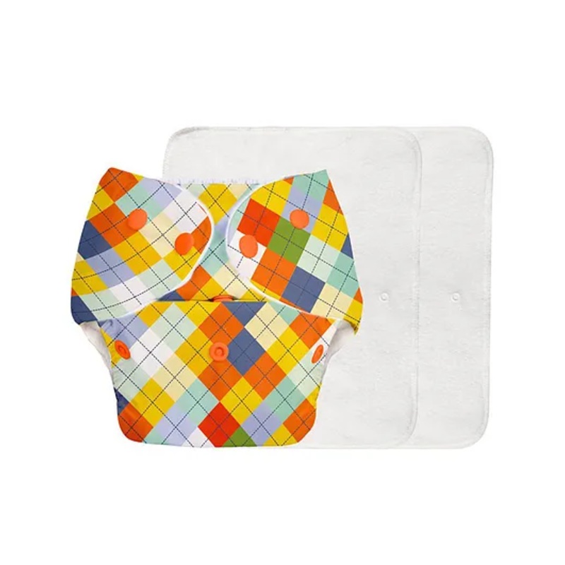 SuperBottoms Basic Pocket Diaper with 2 Inserts Geometric Print  - Multicolour