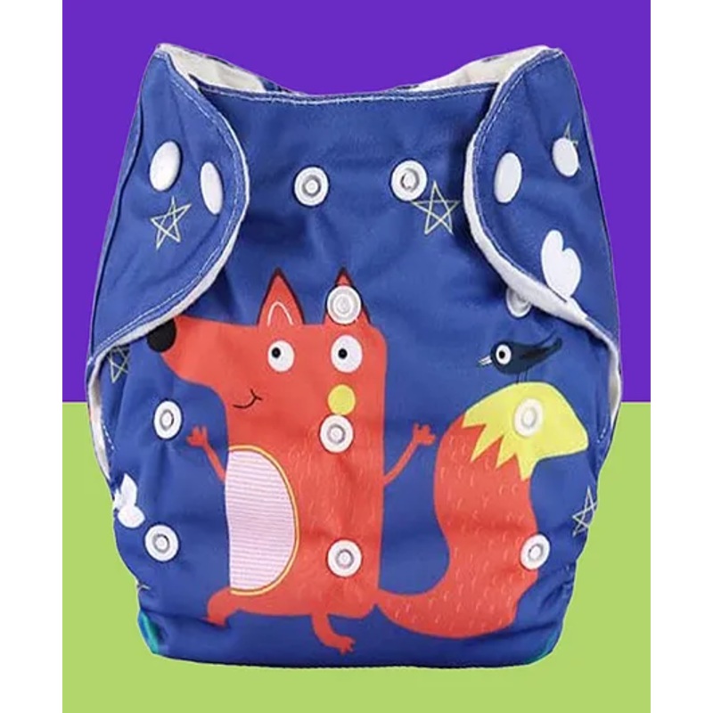 The Cheeky Kidzz Baby Pocket Printed Wolf Cloth Diapers With Insert Reusable Cloth Diapers Washable Fitted Diapers One Size Reusable for Baby Girls and Boys (0-24 MONTHS)